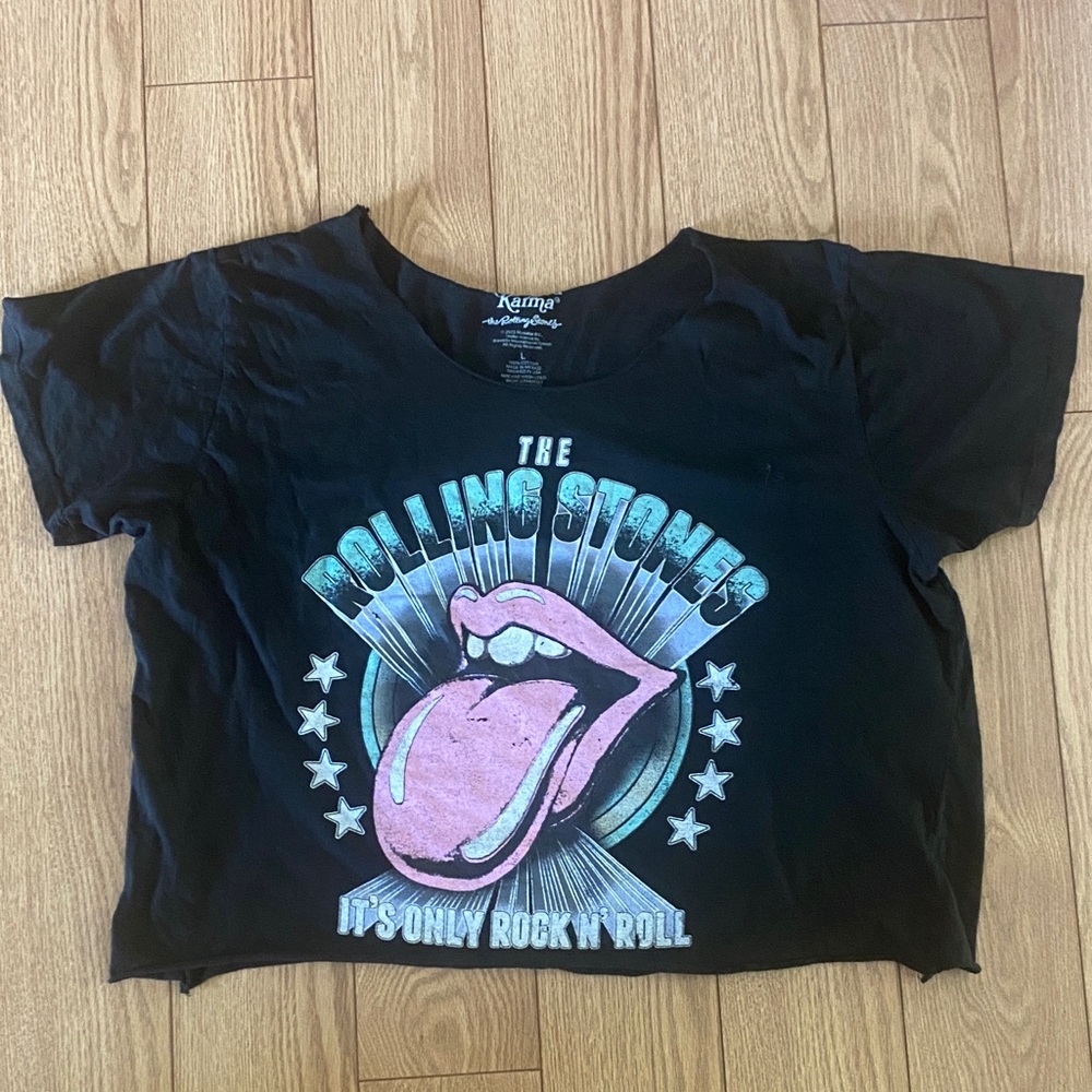Recycled Karma Black Rolling Stones Tee